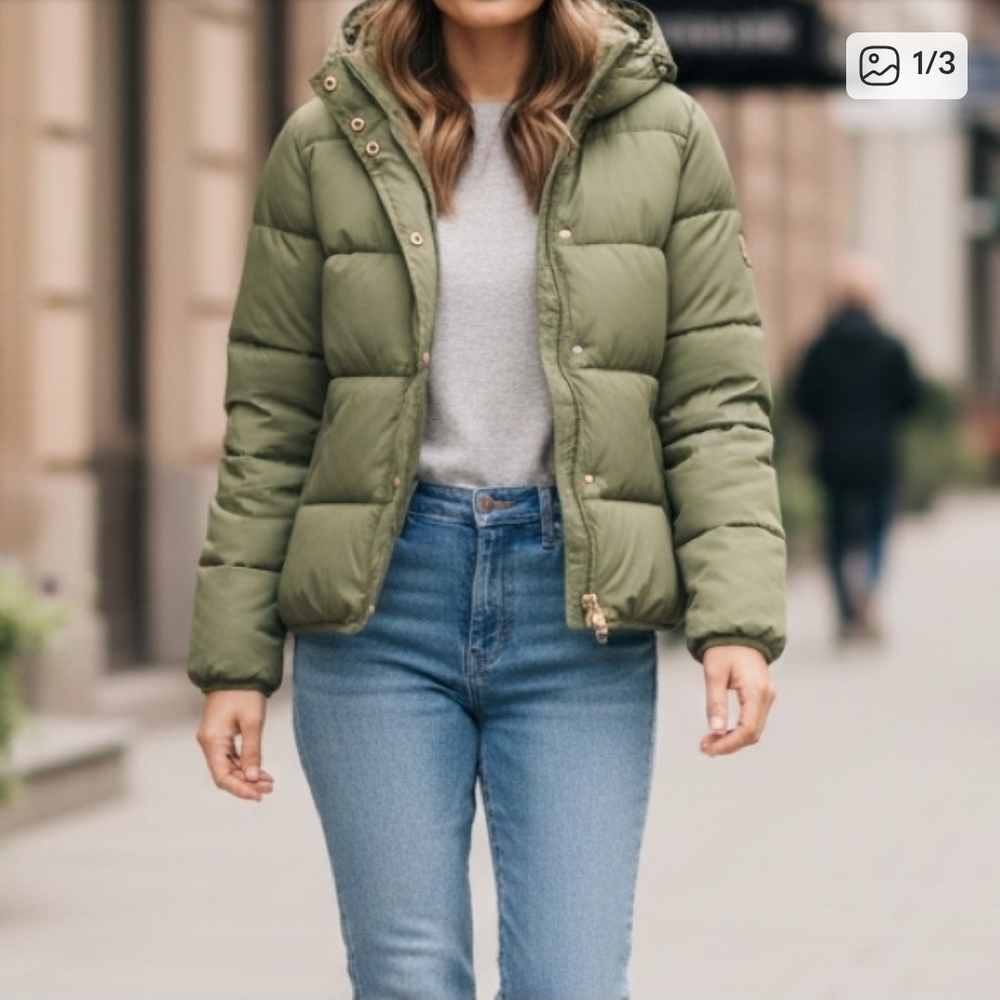 J. Crew Olive Green Quilted Puffer Jacket